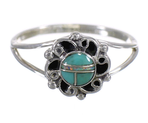Authentic Sterling Silver Turquoise Opal Jewelry Ring Size 5-1/2 RX83253